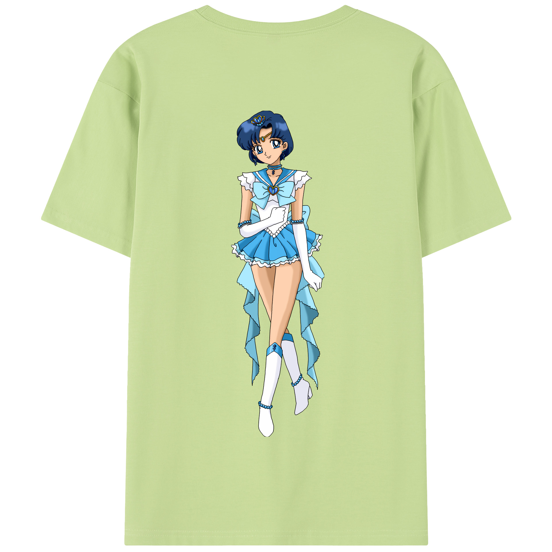 （画像用） 美少女戦士セーラームーン 水野 亜美 みずの あみ Sailor Moon Mizuno Ami 綿100％半袖Tシャツ（背面プリント）